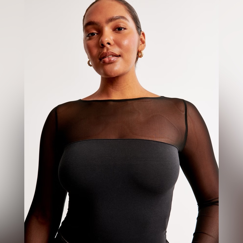 NWT Abercrombie Long-Sleeve Mesh Bodysuit